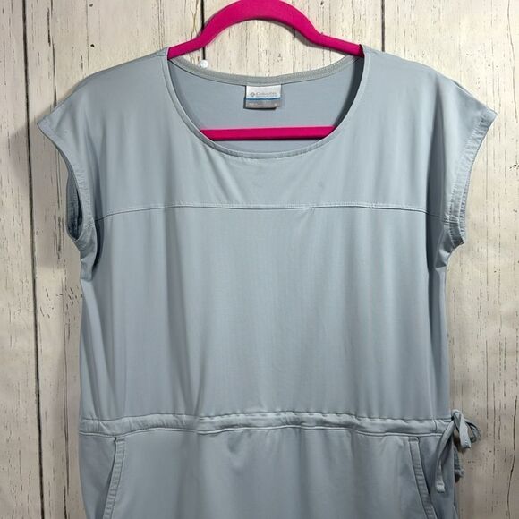 Columbia Light Blue Drawstring Waist Active T Shirt Dress Outdoor Sporty Size S - Picture 3 of 14